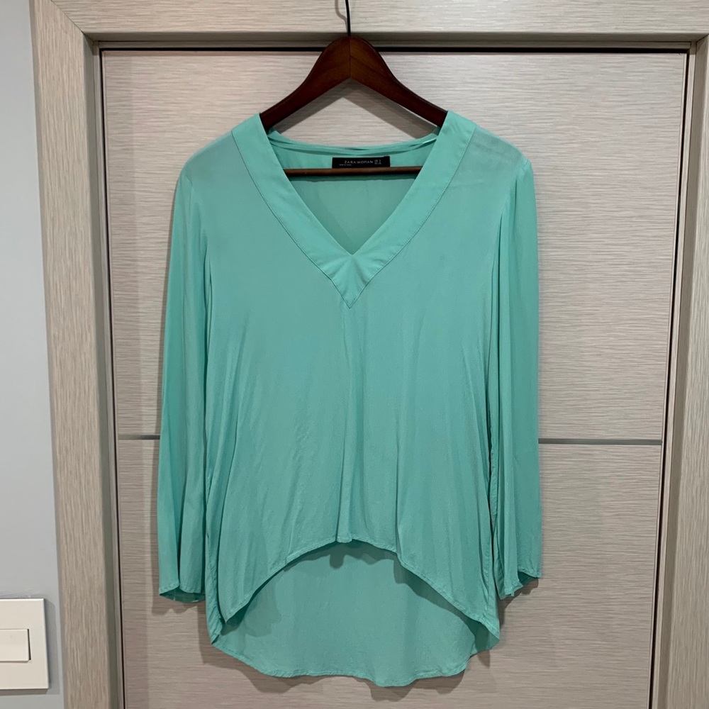 Zara Long Sleeve Blouse high lo design